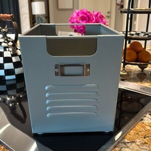 Pottery Barn Teen SILVER Metal Storage Bin